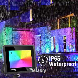 T-SUN 4Pcs 50W Projecteur d'inondation Lumières RGB Changement de couleur Étanche Extérieur Royaume-Uni