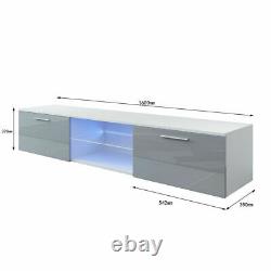 Tasitble Modern 160cm Tv Unit Cabinet Stand Cabinet Matt Body High Gloss Led Royaume-uni