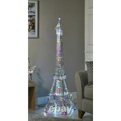 Tour Eiffel Cristal Sparkly Diamante Silver Floor Standing Led Lamp 146cm Accueil