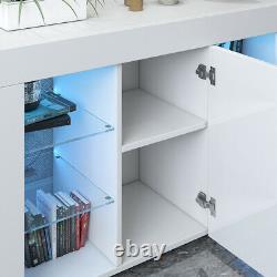 Tv Unit Cabinet Stand Sideboard Armoire Matt Body & High Gloss Doors Led Light
