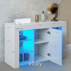 Tv Unit Cabinet Stand Sideboard Armoire Matt Body & High Gloss Doors Led Light