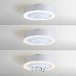 Ventilateur De Plafond Blanc Avec Télécommande Réglable À Lumière Led 3 Couleurs