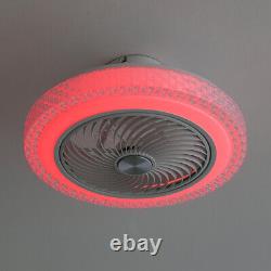 Ventilateur de plafond LED avec lumière Contrôle APP 12 lumières changeantes de couleur RGB Ventilateurs de plafond