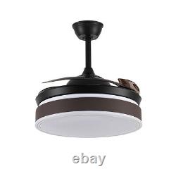Ventilateur de plafond escamotable de 42 pouces avec lampe chandelier en acrylique et télécommande