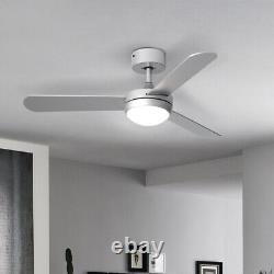 Ventilateur de plafond moderne argenté de 42 pouces avec lumière LED, changement de couleur à 3 options avec télécommande